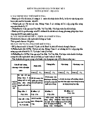 Đề kiểm tra đánh giá cuối học kì I môn Lịch sử-địa lí 6